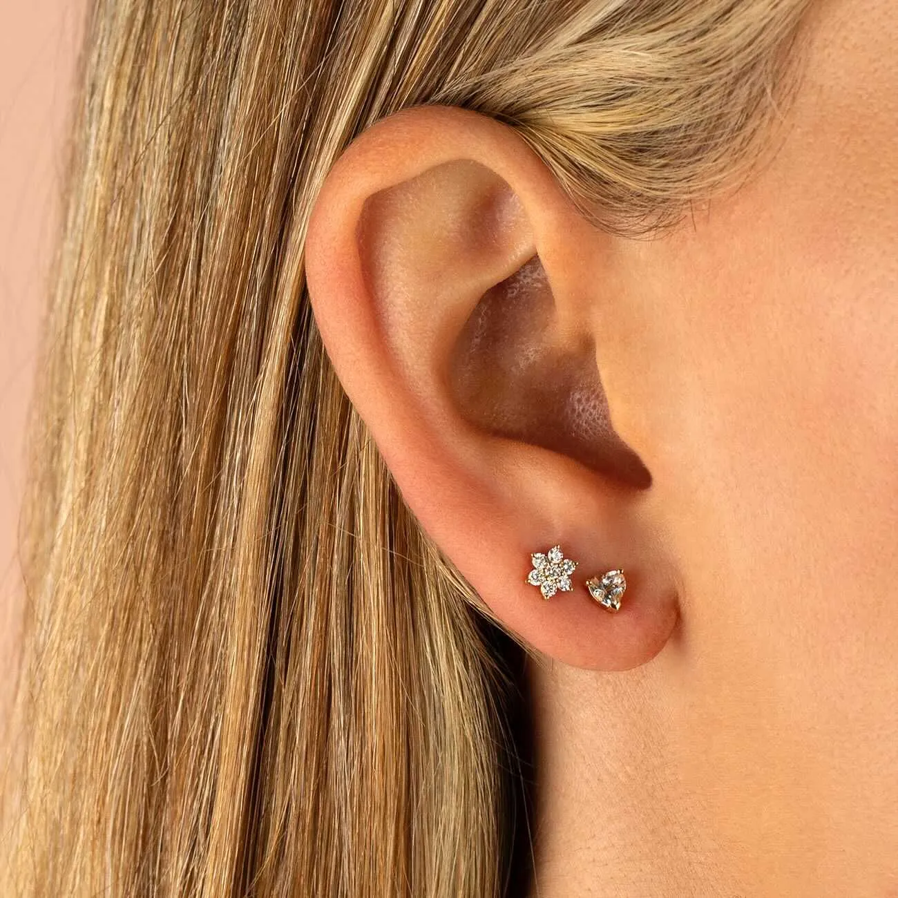 Topaz Heart Stud Earring 14K sold by Adina Eden's product image thumbnail 2