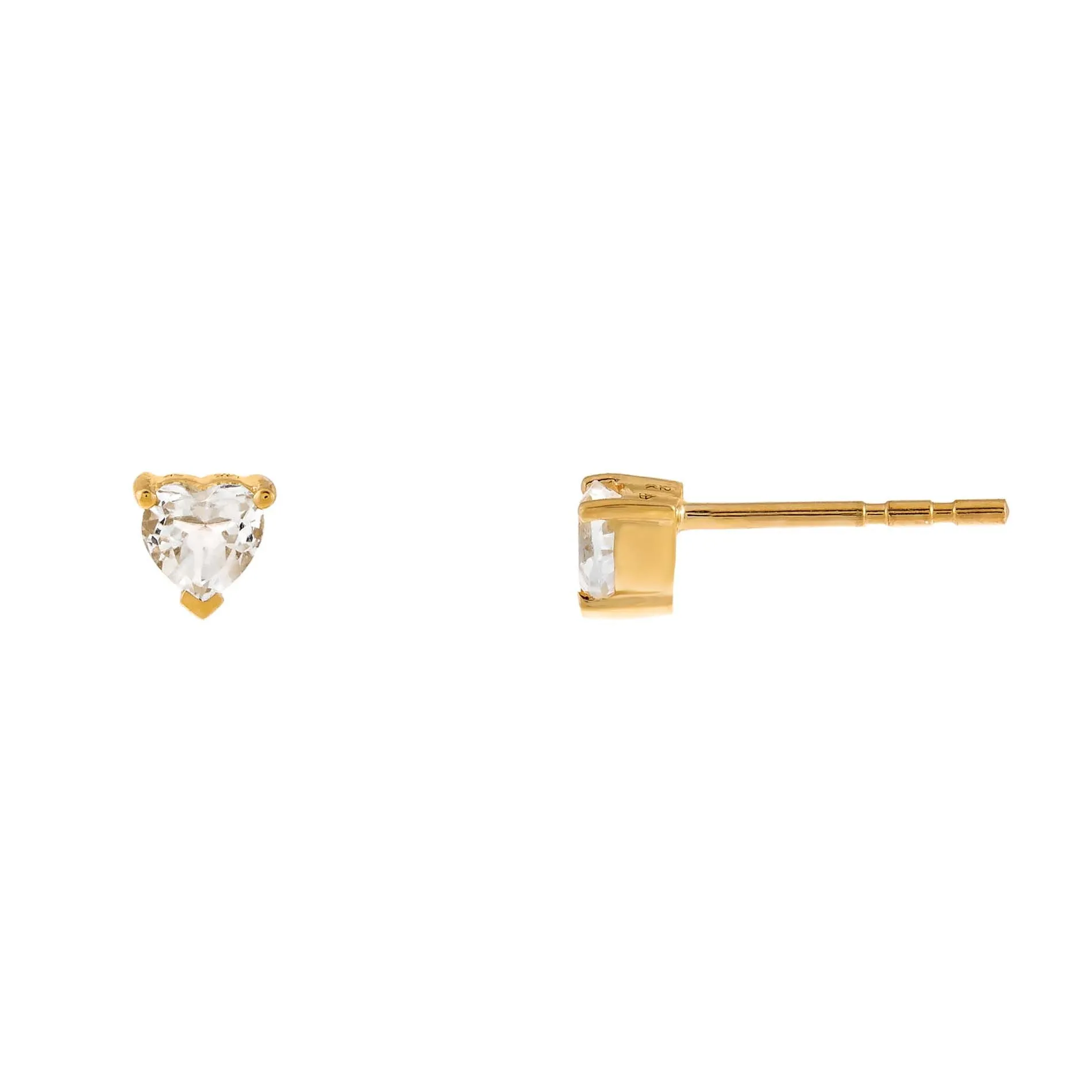 Topaz Heart Stud Earring 14K sold by Adina Eden's product image thumbnail 3