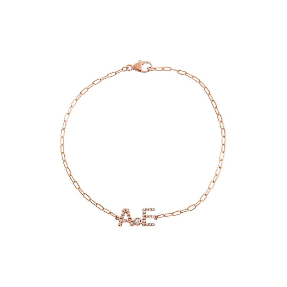 Diamond Pave Double Initial Paperclip Bracelet 14K sold by Adina Eden's product image thumbnail 5