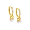Pavé Pearl Shaker Huggie Earring sold by Adina Eden's