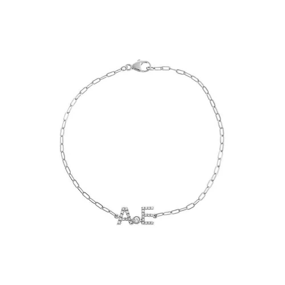 Diamond Pave Double Initial Paperclip Bracelet 14K sold by Adina Eden's product image thumbnail 4