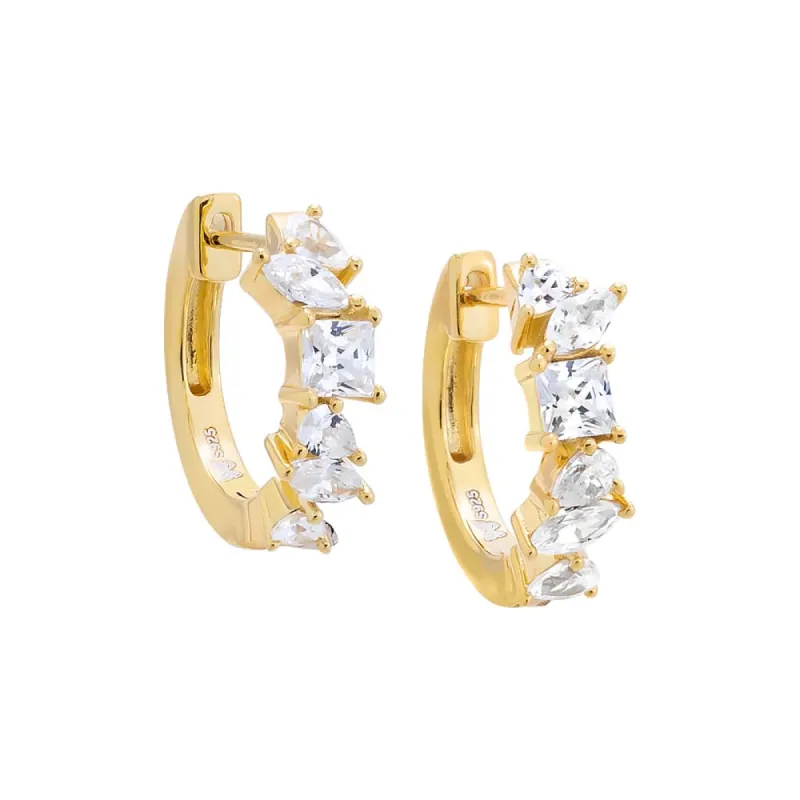 CZ Multi Shape Huggie Earring sold by Adina Eden's