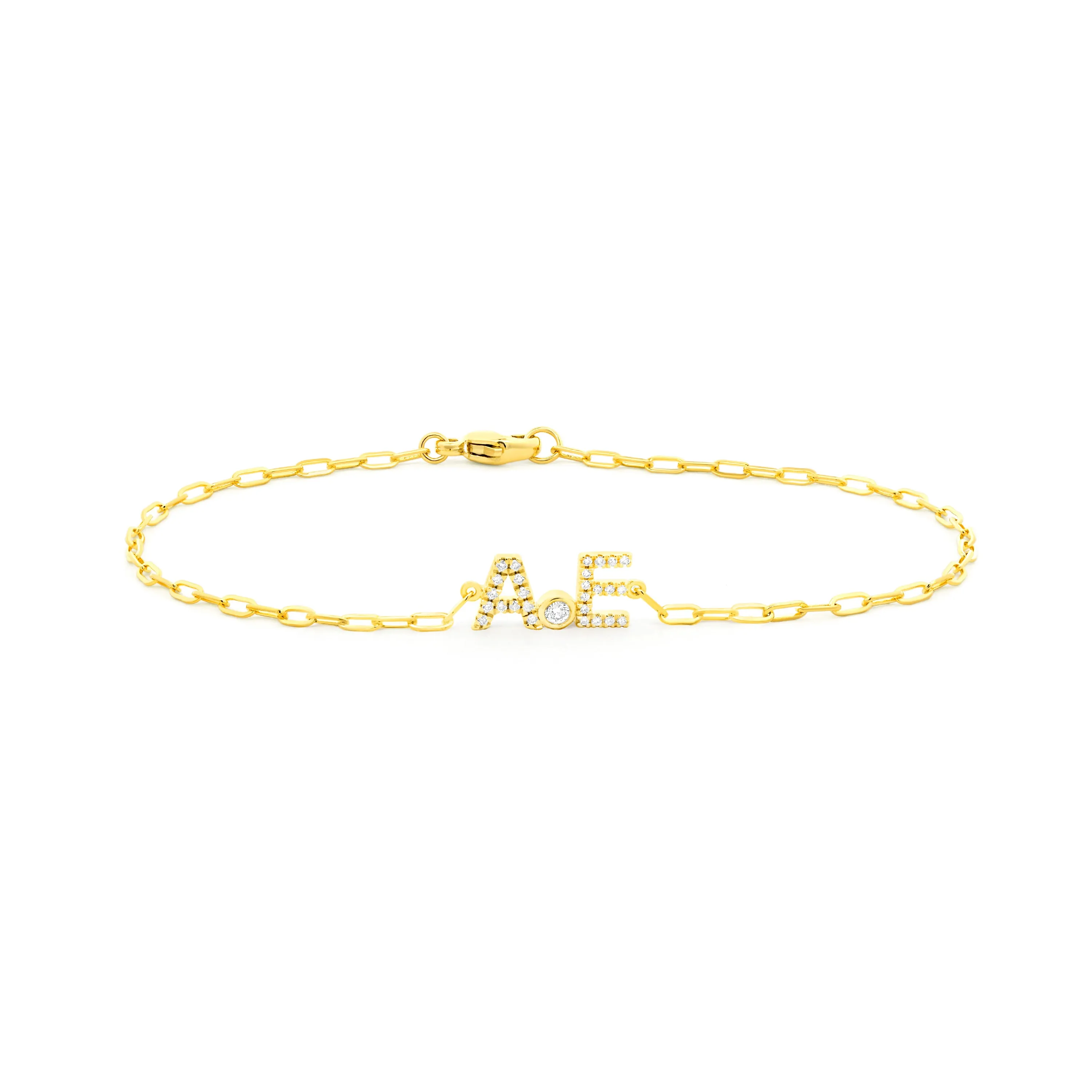 Diamond Pave Double Initial Paperclip Bracelet 14K sold by Adina Eden's product image thumbnail 3