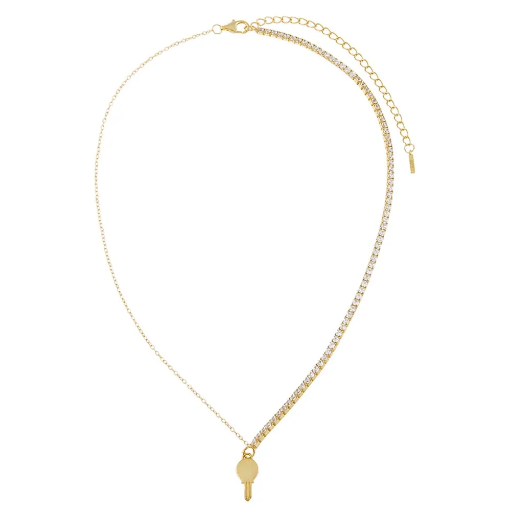 Chain x Tennis Key Necklace sold by Adina Eden's product image thumbnail 4