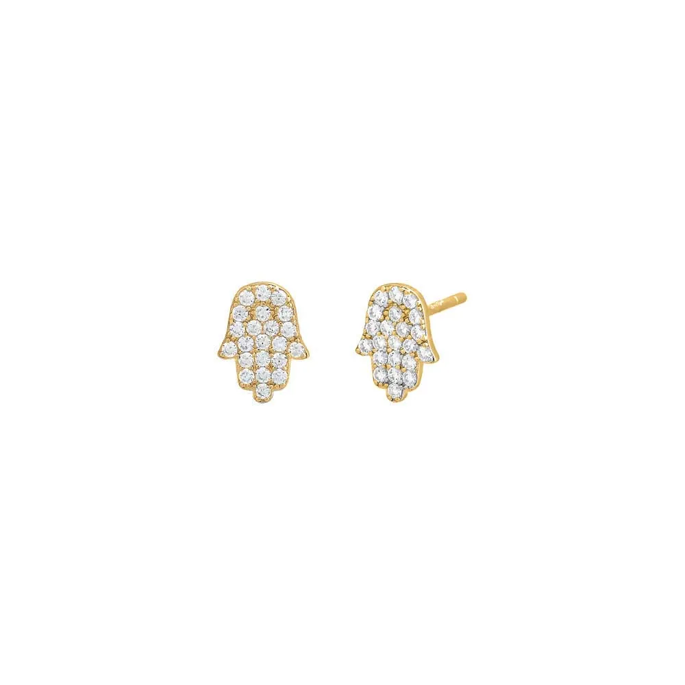 Pavé Mini Hamsa Stud Earring sold by Adina Eden's