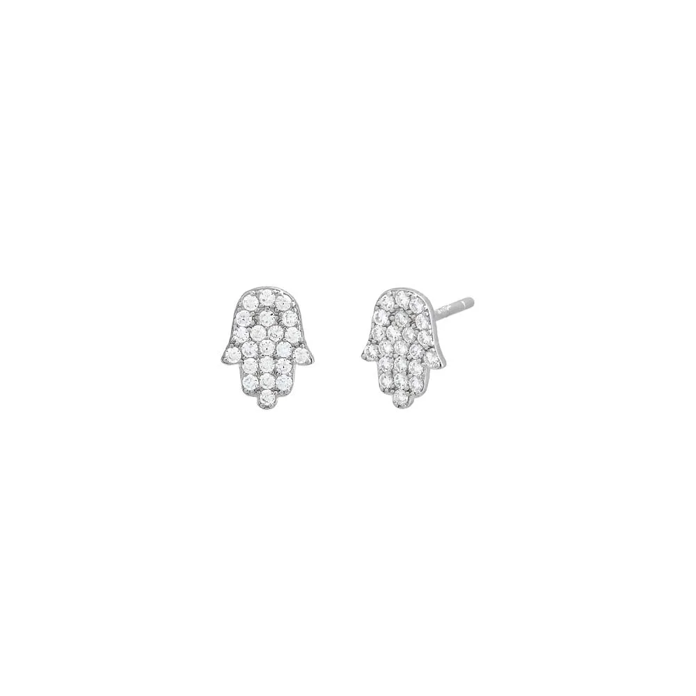 Pavé Mini Hamsa Stud Earring sold by Adina Eden's product image thumbnail 3