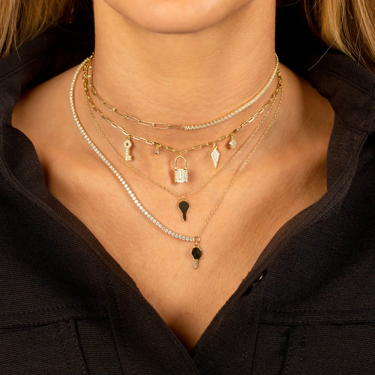 Chain x Tennis Key Necklace sold by Adina Eden's product image thumbnail 2