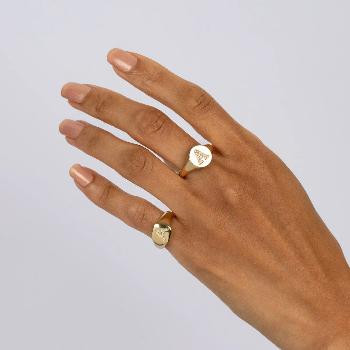 Pavé Initial Pinky Ring sold by Adina Eden's product image thumbnail 2