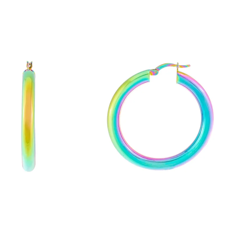 Metallic Rainbow Hoop Earring sold by Adina Eden's