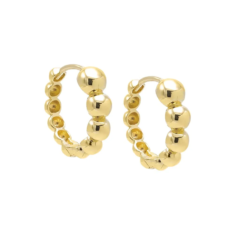 Solid Graduated Beaded Huggie Earring 14K sold by Adina Eden's