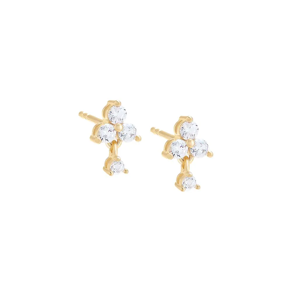 Colored Tiny CZ Trio Cluster Trinket Stud Earring sold by Adina Eden's