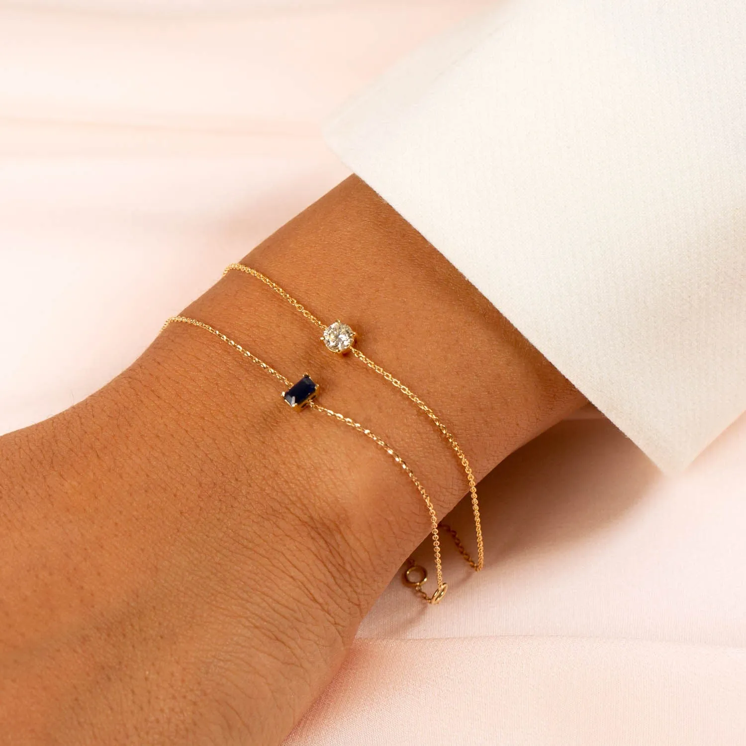 Tiny Diamond Colored Baguette Bracelet 14K sold by Adina Eden's product image thumbnail 2