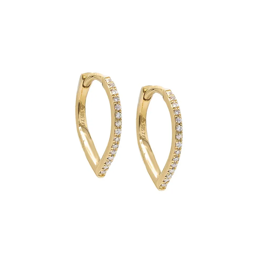 Diamond Pave V Huggie Earring 14K sold by Adina Eden's