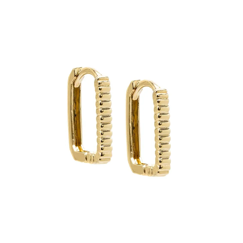 Solid Ridged U-Shape Huggie Earring 14K sold by Adina Eden's