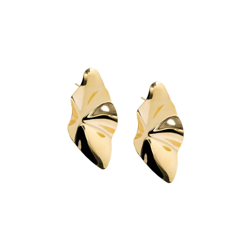 Solid Curved Fluid Gold On The Ear Stud Earring sold by Adina Eden's