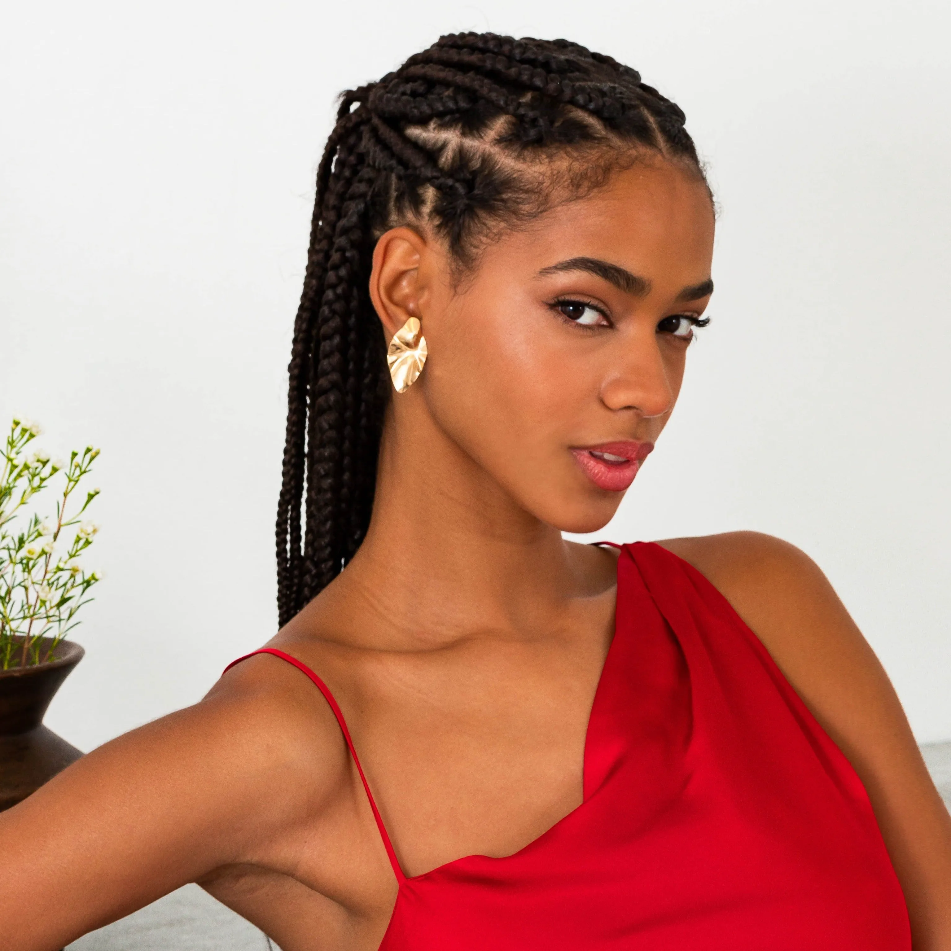 Solid Curved Fluid Gold On The Ear Stud Earring sold by Adina Eden's product image thumbnail 2