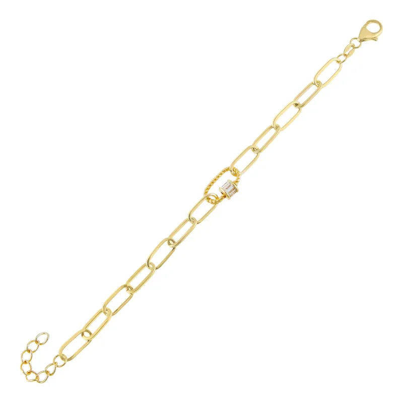 CZ Baguette Rope Toggle Link Bracelet sold by Adina Eden's