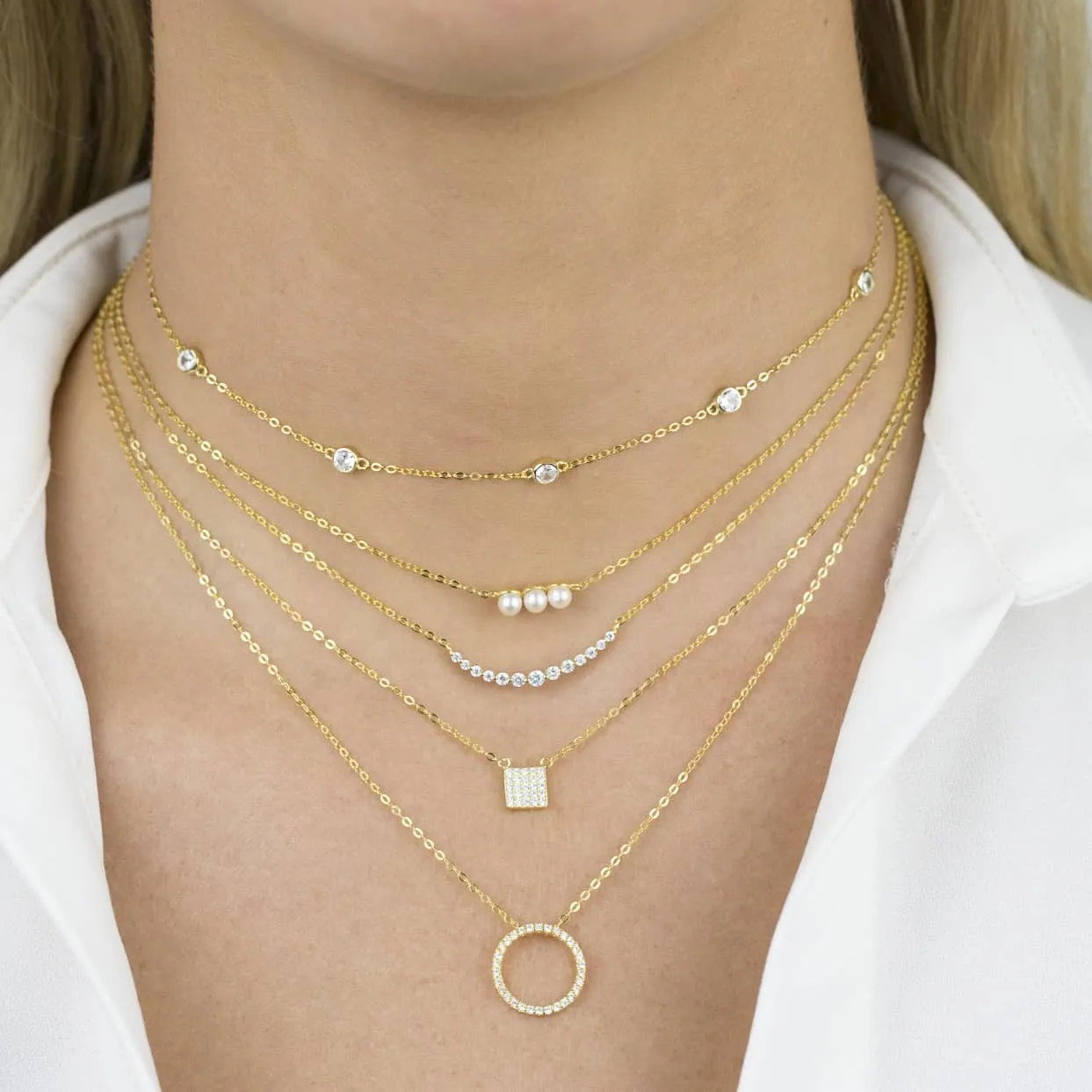 Pavé Open Circle Necklace sold by Adina Eden's product image thumbnail 4