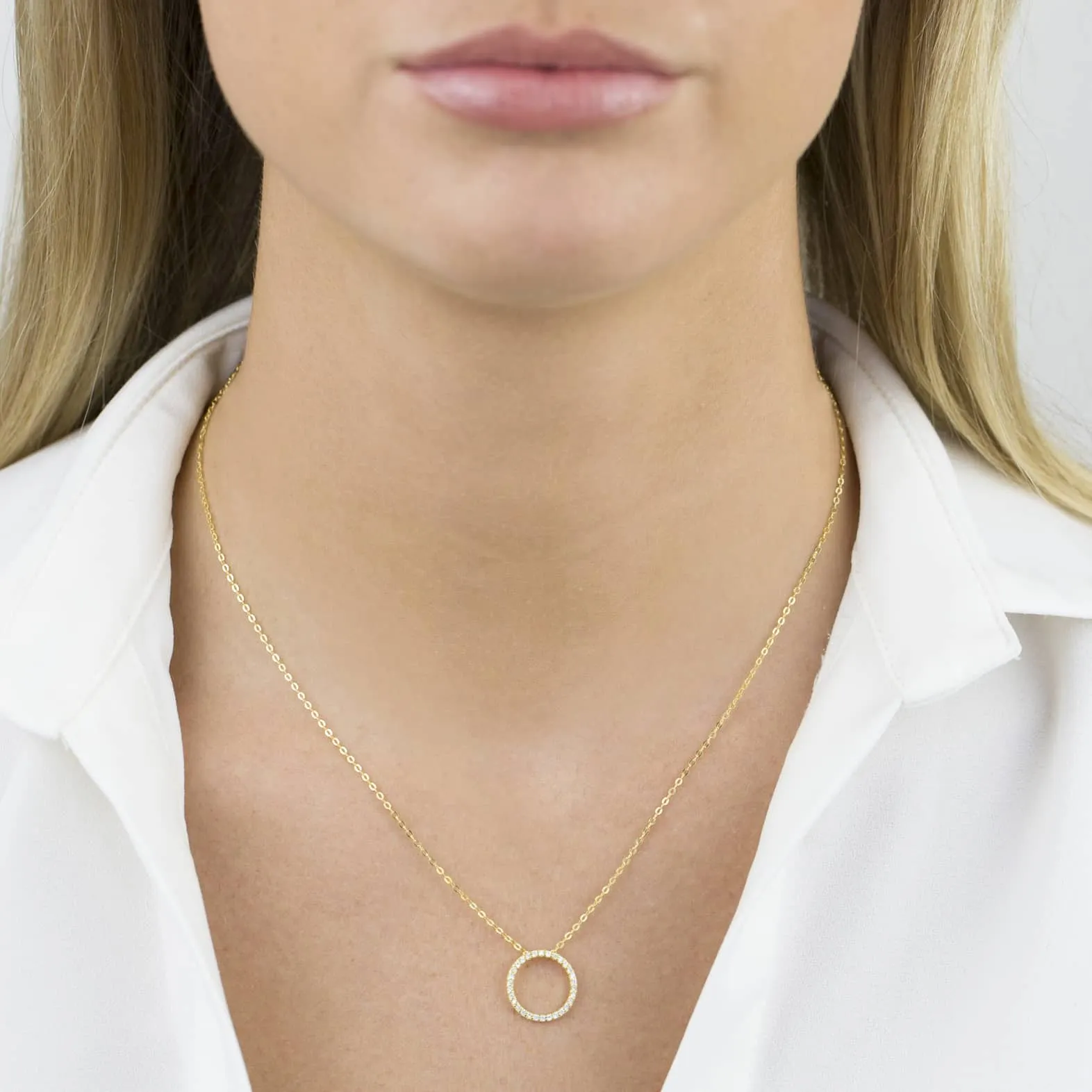 Pavé Open Circle Necklace sold by Adina Eden's product image thumbnail 2