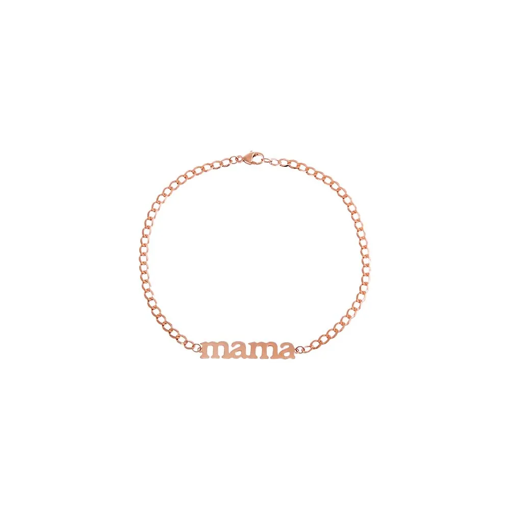 Solid Lowercase Mama Plate Cuban Chain Bracelet 14K sold by Adina Eden's product image thumbnail 4
