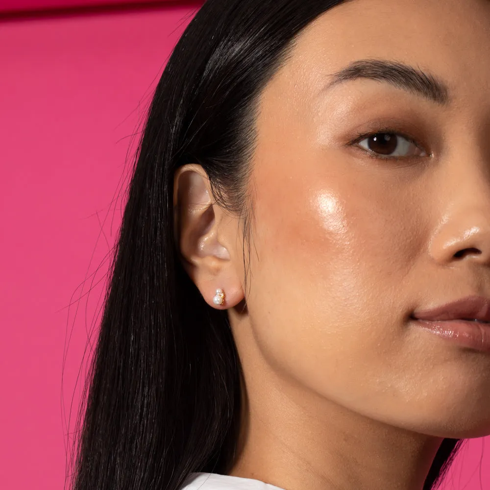 Graduated Pearl X CZ Stud Earring sold by Adina Eden's product image thumbnail 2