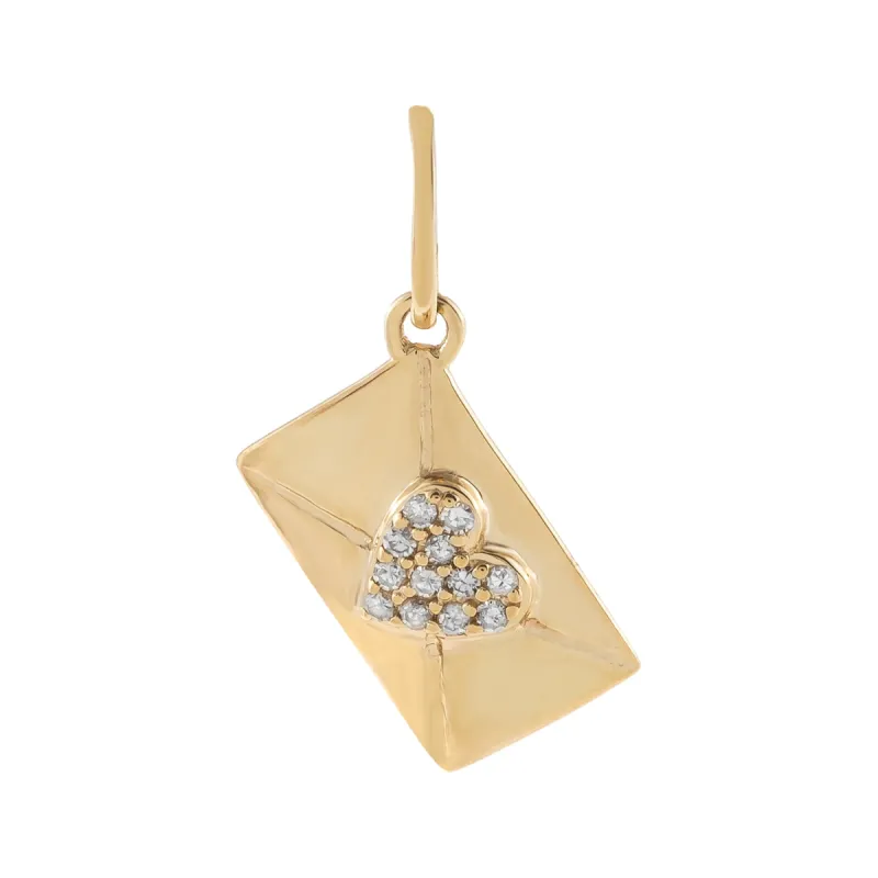 Diamond Envelope Heart Charm 14K sold by Adina Eden's
