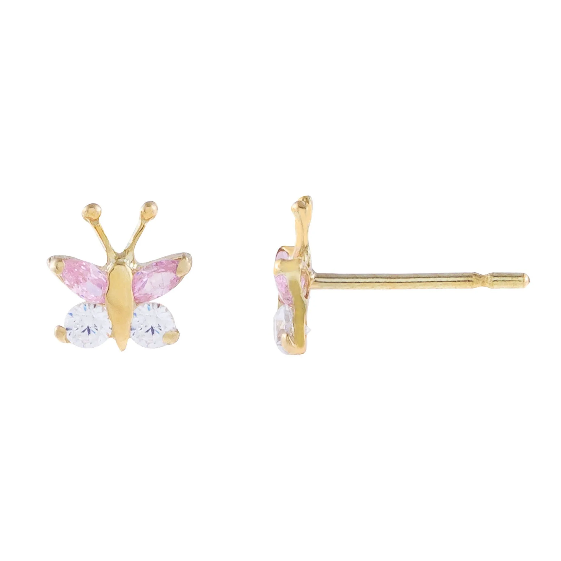 CZ Pink Butterfly Stud Earring 14K sold by Adina Eden's