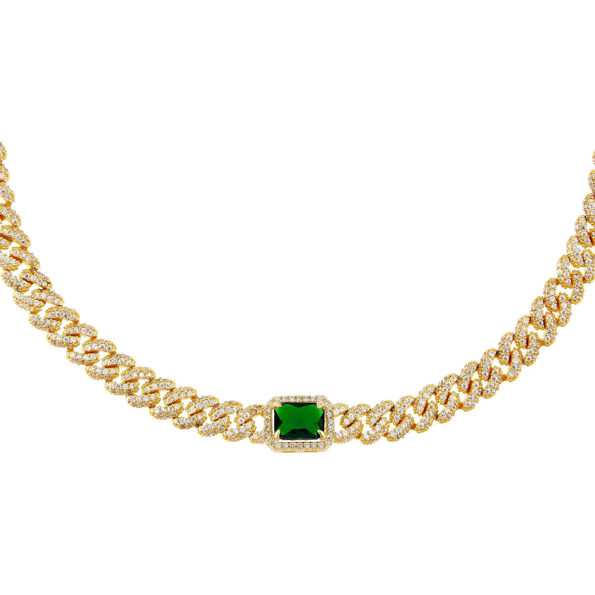 CZ Colored Baguette Chain Link Choker sold by Adina Eden's