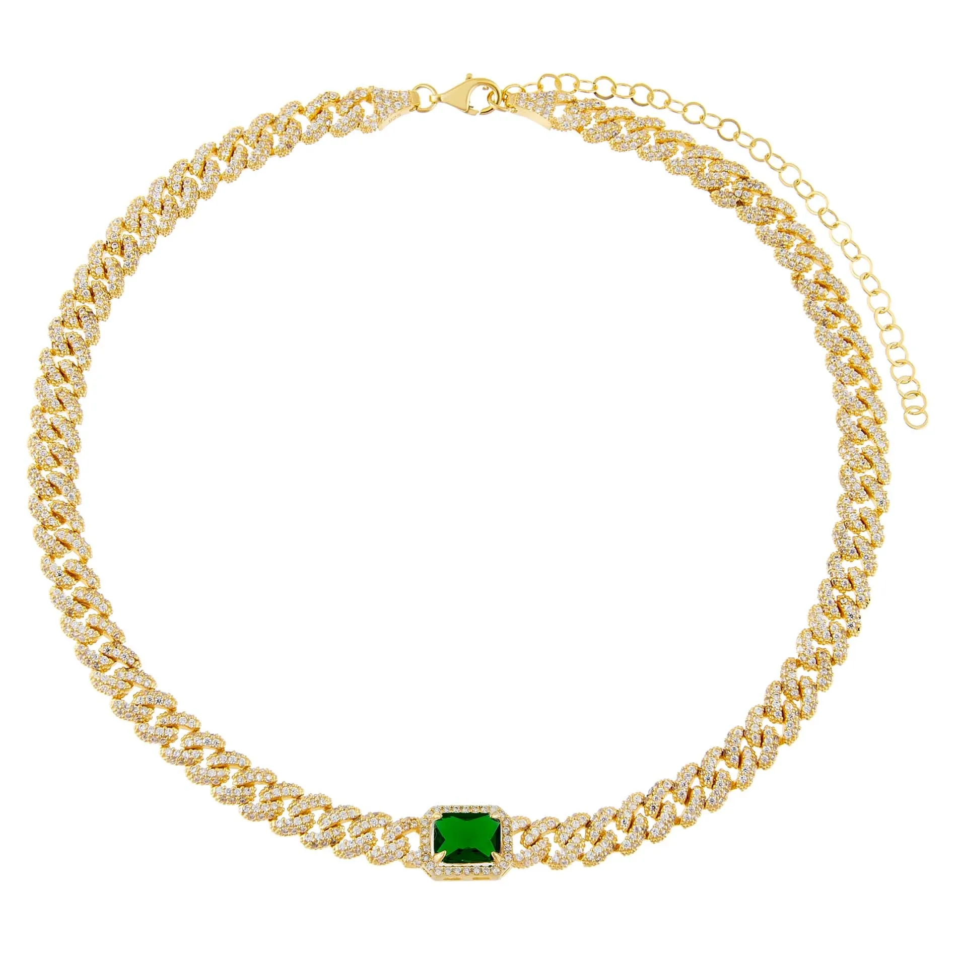 CZ Colored Baguette Chain Link Choker sold by Adina Eden's product image thumbnail 3