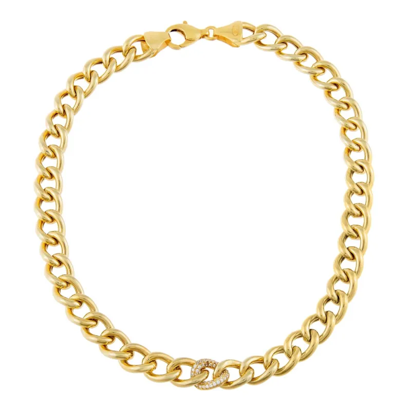 Single Pavé Round Curb Choker sold by Adina Eden's