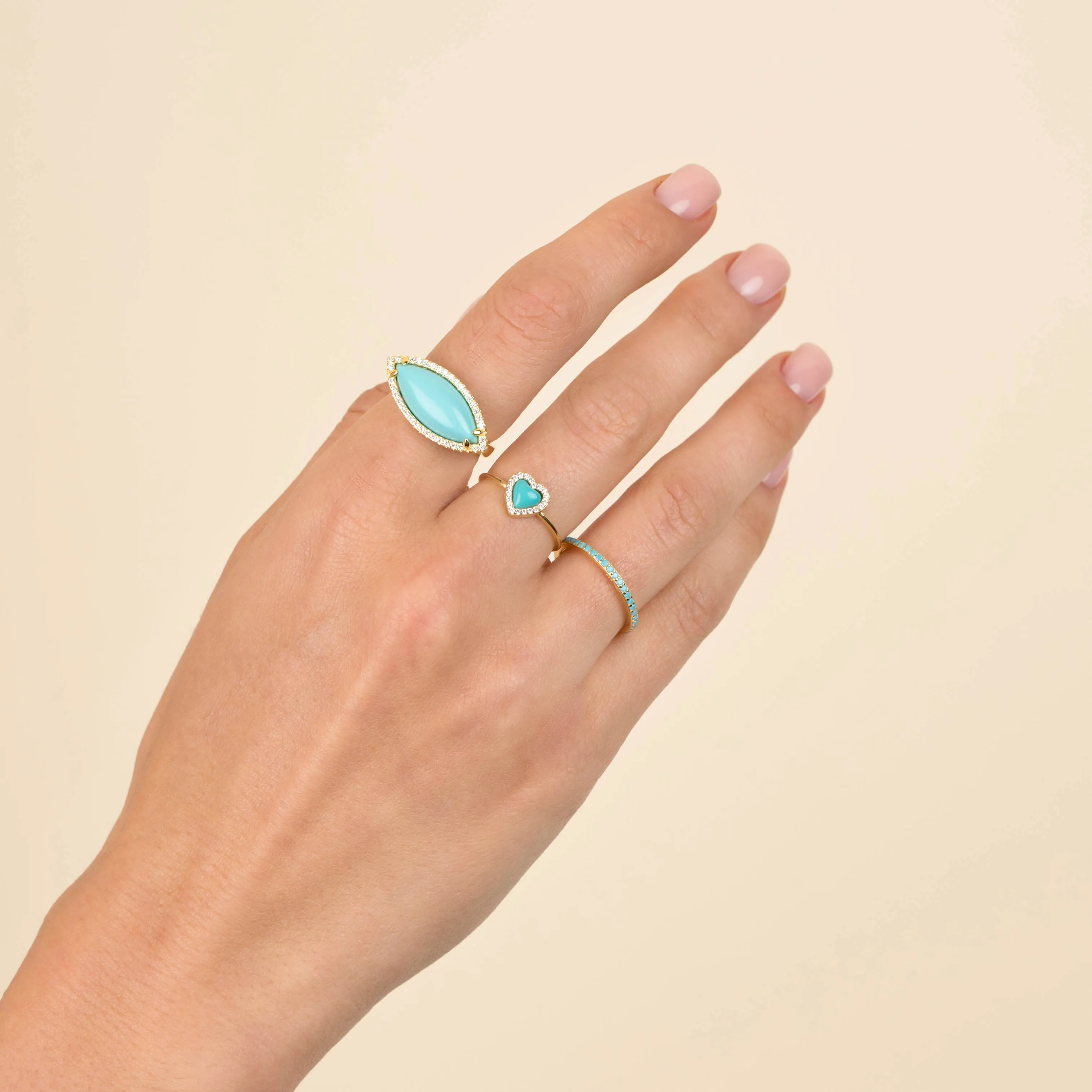 CZ Thin Turquoise Ring sold by Adina Eden's product image thumbnail 2