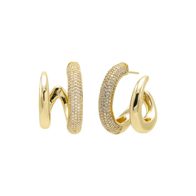 Fancy Solid/Pave Double Claw Cage Hoop Earring sold by Adina Eden's