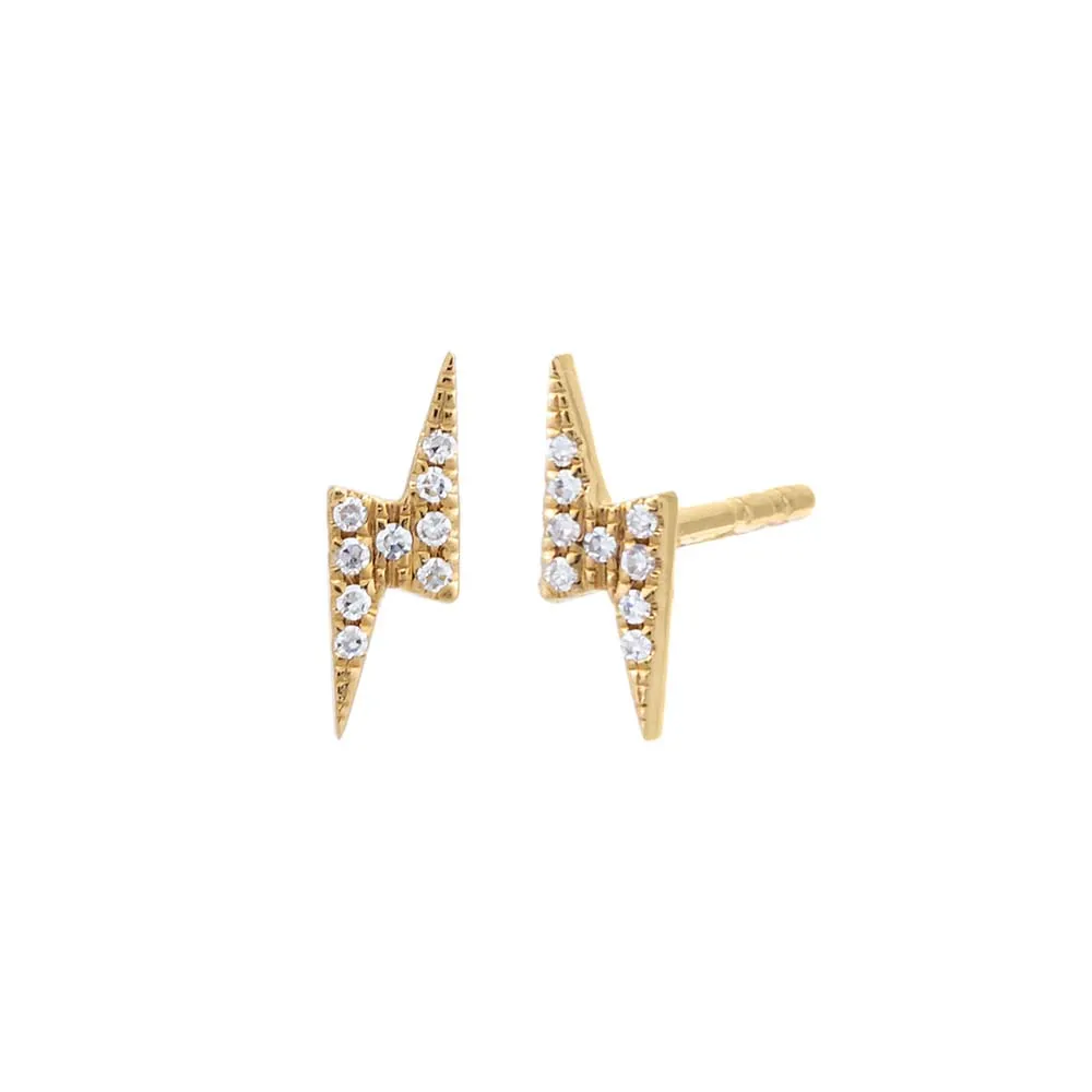 Diamond Pave Lightning Bolt Stud Earring 14K sold by Adina Eden's
