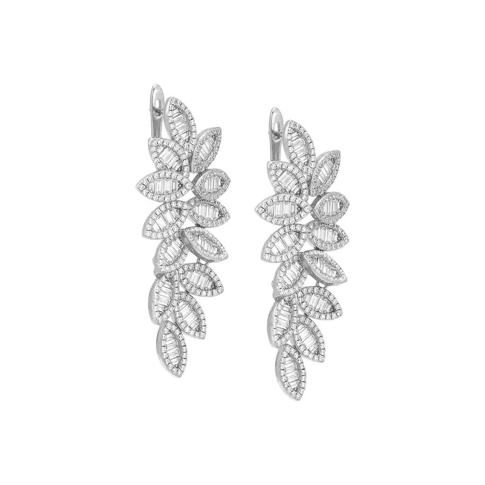 Pavé X Baguette Fancy Flower Drop Stud Earring sold by Adina Eden's product image thumbnail 3