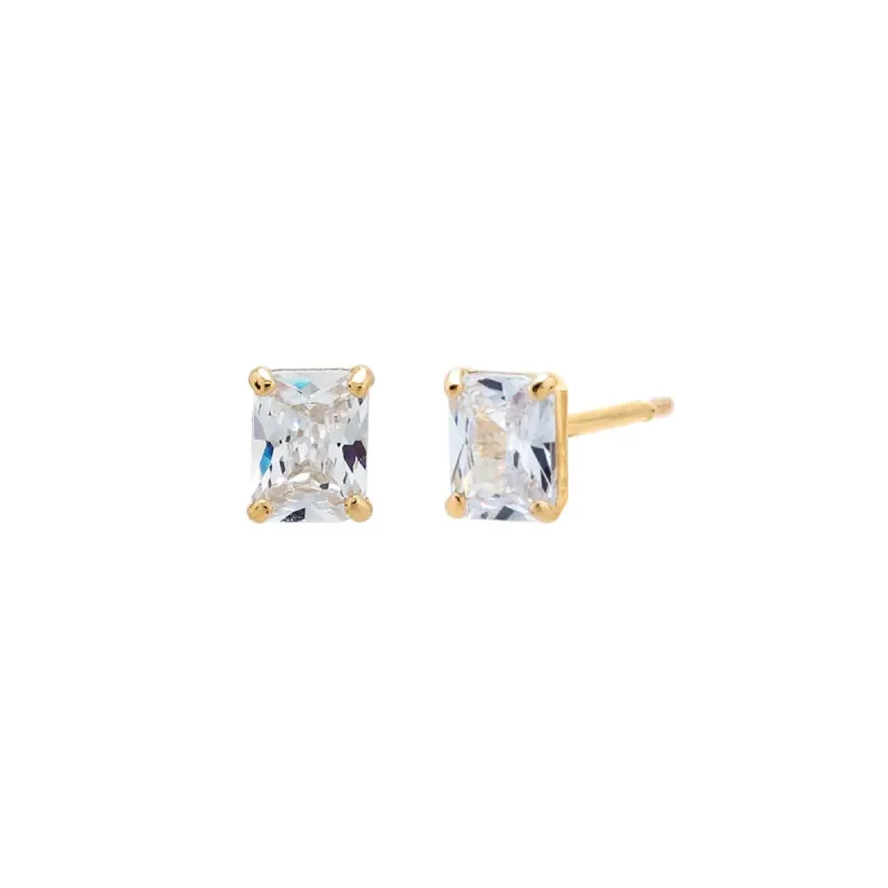 CZ Baguette Shape Stud Earring 14K sold by Adina Eden's