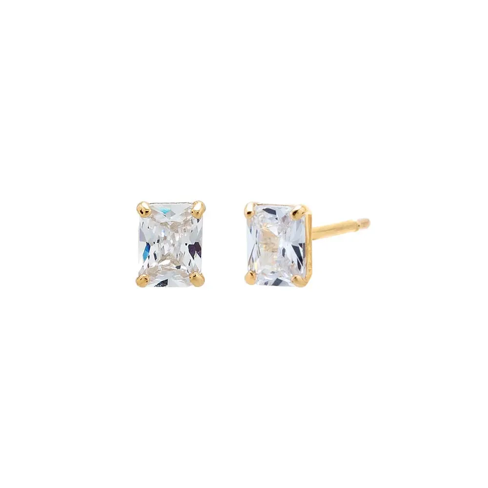 CZ Baguette Shape Stud Earring 14K sold by Adina Eden's
