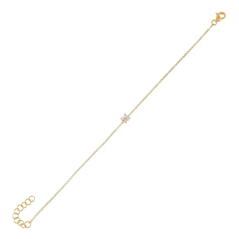 Diamond Itty Bitty Flower Bracelet 14K sold by Adina Eden's