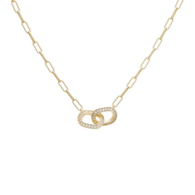 Pavé Double Chain Link Necklace sold by Adina Eden's