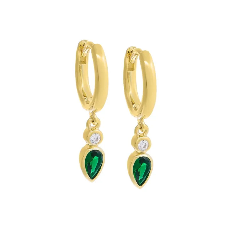 Colored Dangling Marquise Bezel Huggie Earring sold by Adina Eden's