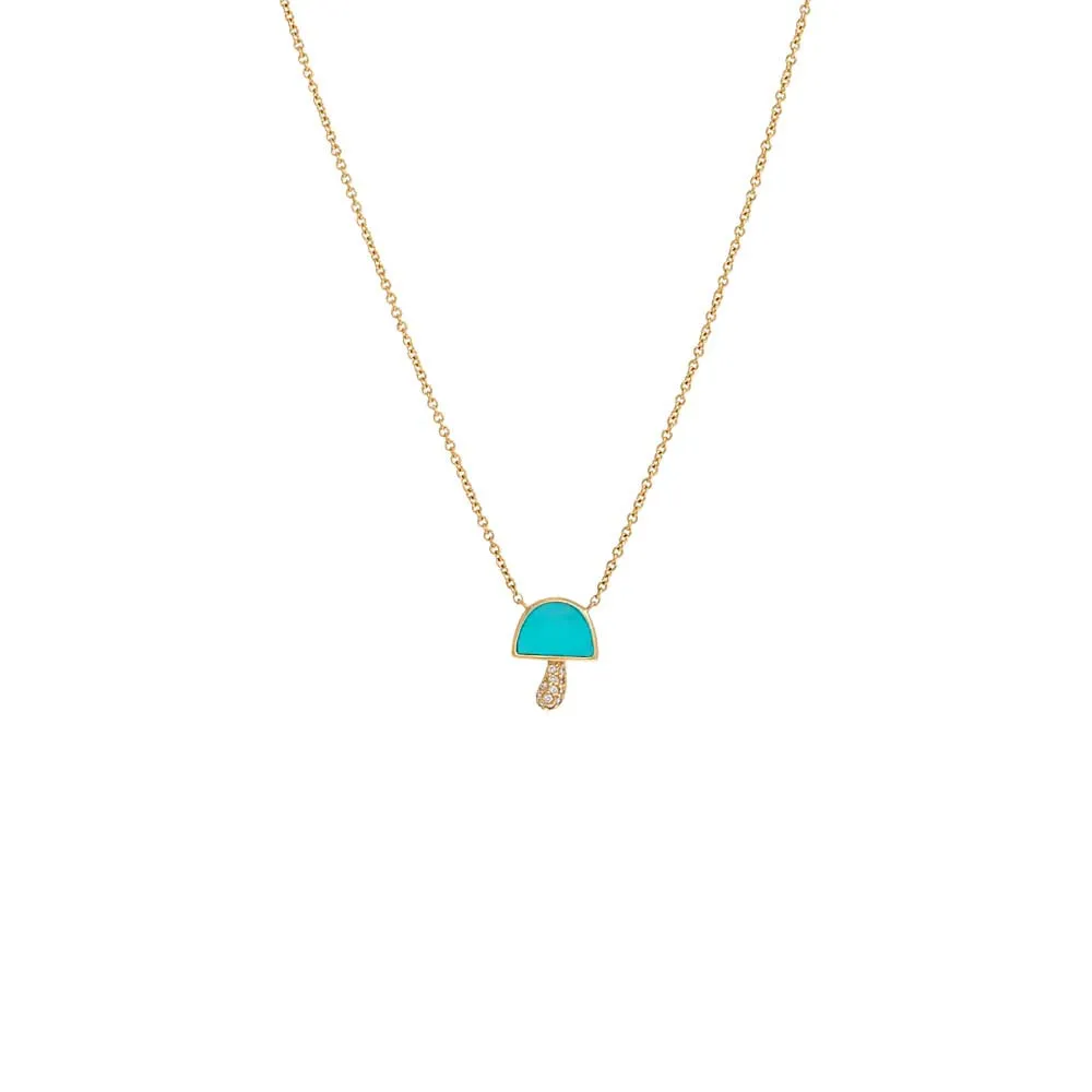 Diamond Pave X Colored Stone Mushroom Necklace 14K sold by Adina Eden's product image thumbnail 3