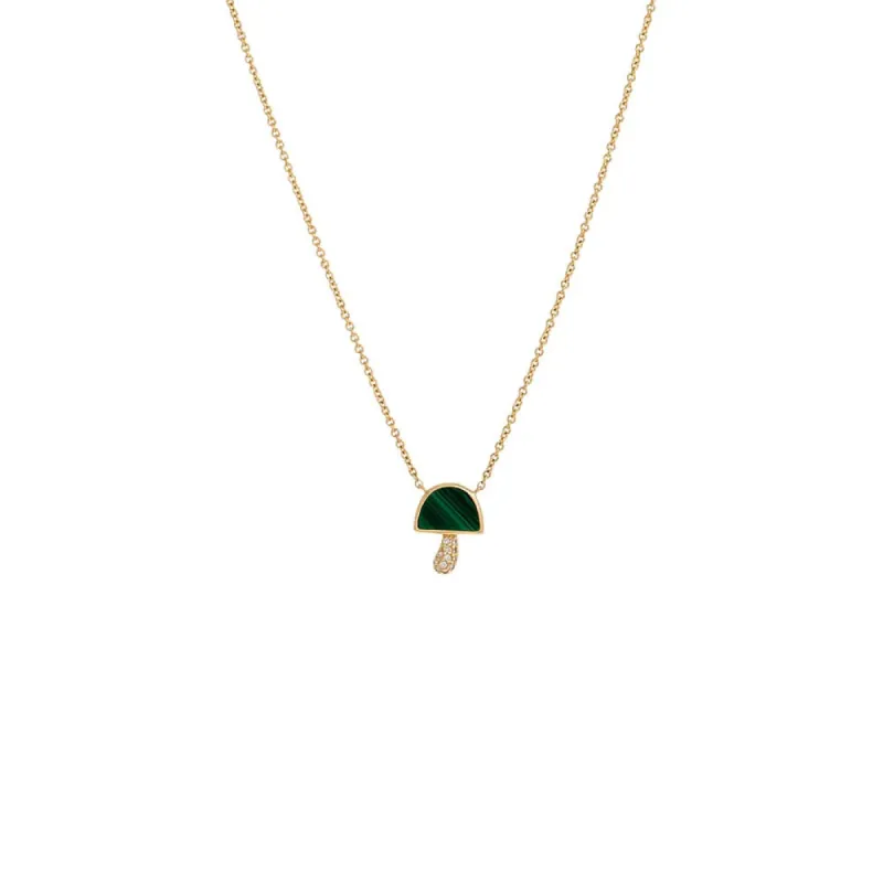 Diamond Pave X Colored Stone Mushroom Necklace 14K sold by Adina Eden's