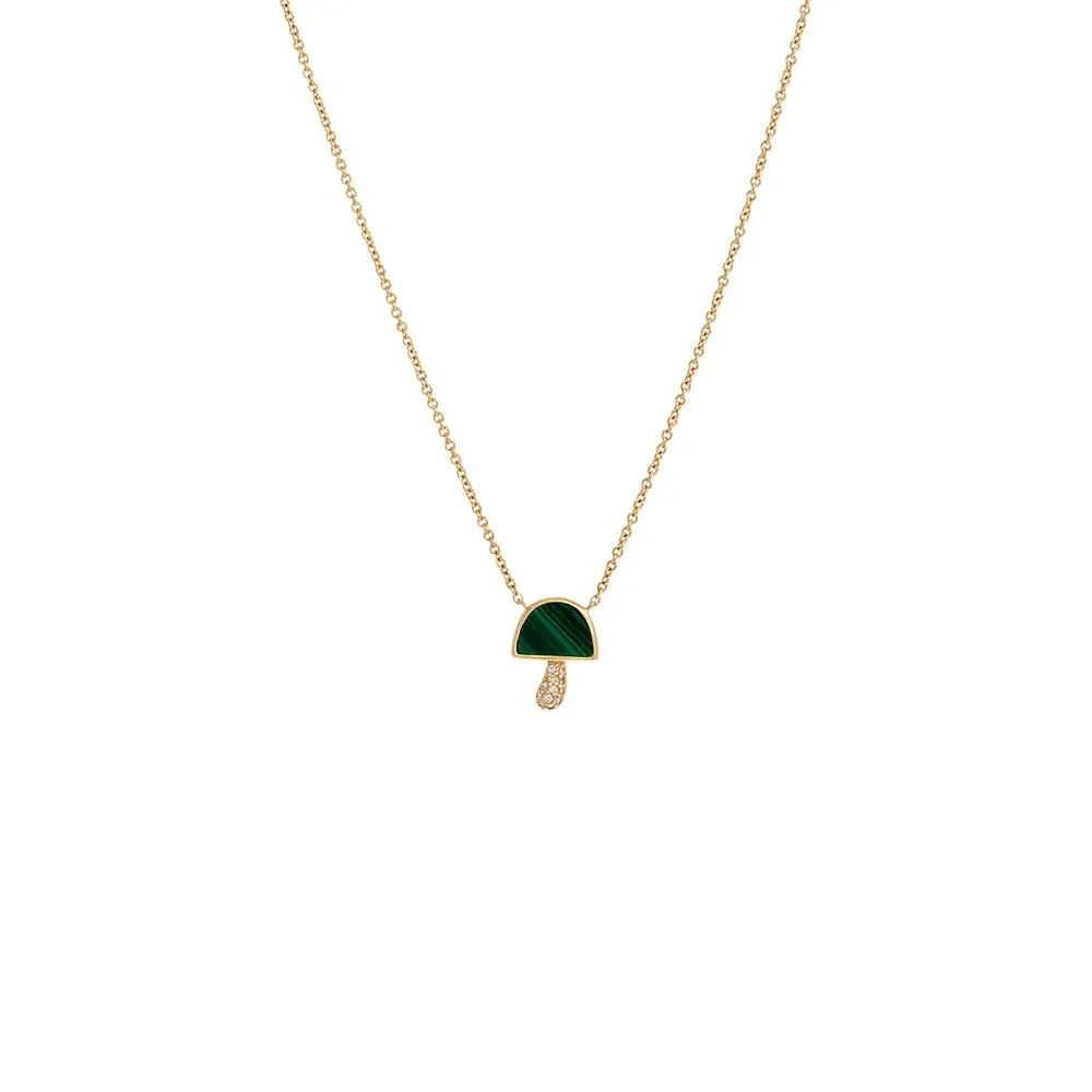 Diamond Pave X Colored Stone Mushroom Necklace 14K sold by Adina Eden's