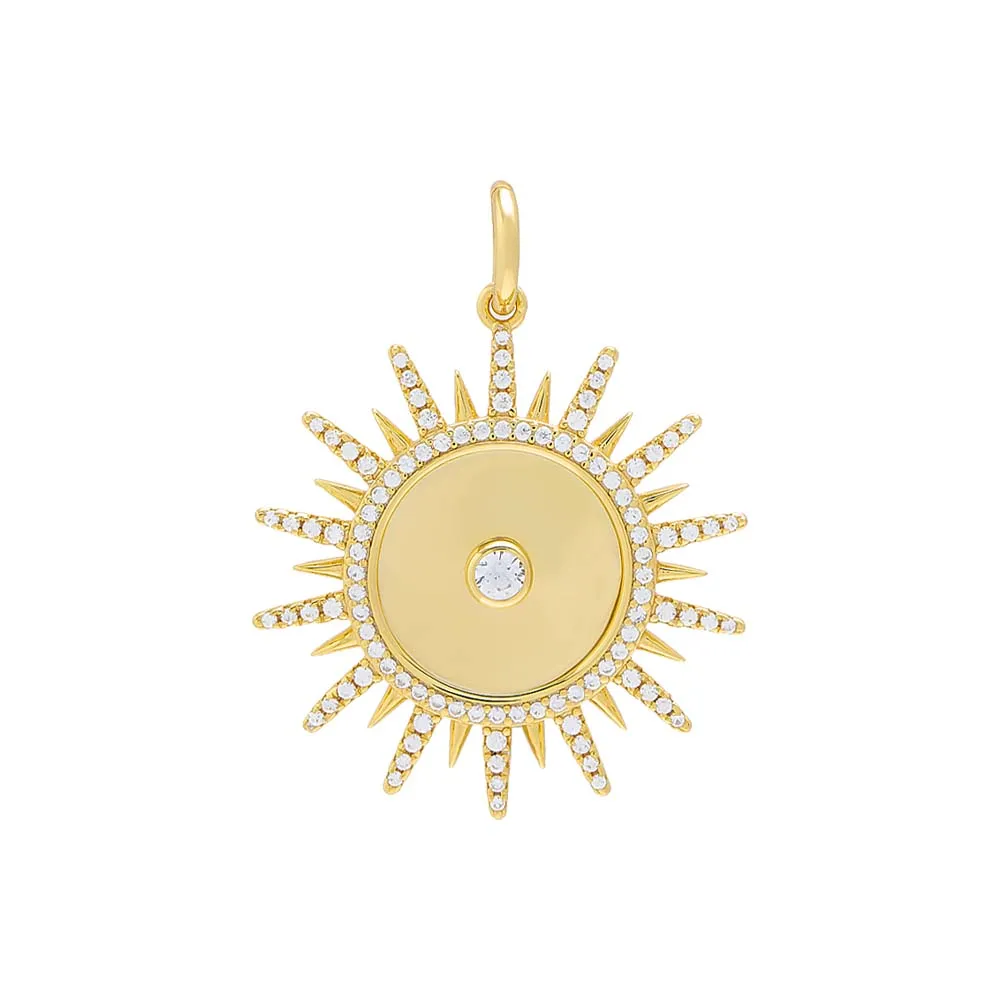 Pavé / Solid Spike Medallion Necklace Charm sold by Adina Eden's