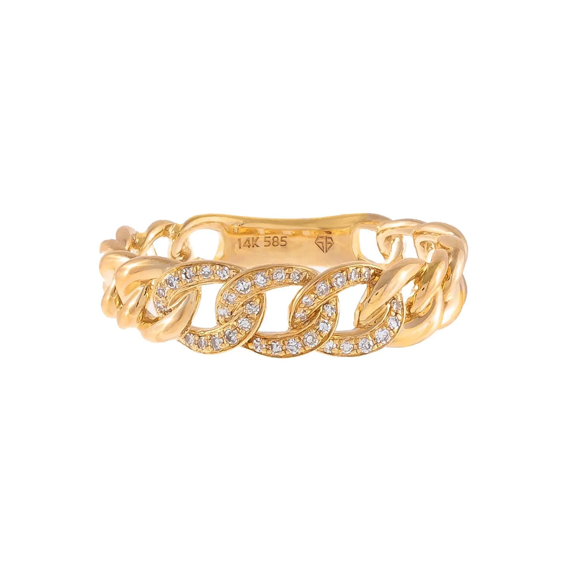 Diamond Cuban Chain Link Ring 14K sold by Adina Eden's product image thumbnail 3