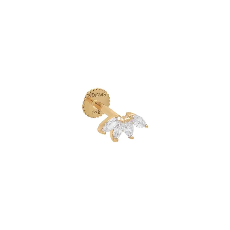 Marquise Curved Bar Threaded Stud Earring 14K sold by Adina Eden's