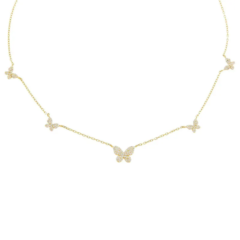 Pavé 5 Butterfly Necklace sold by Adina Eden's