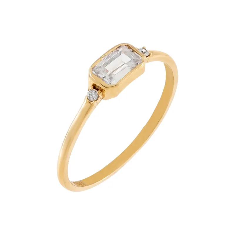 CZ Emerald Dainty Ring 14K sold by Adina Eden's