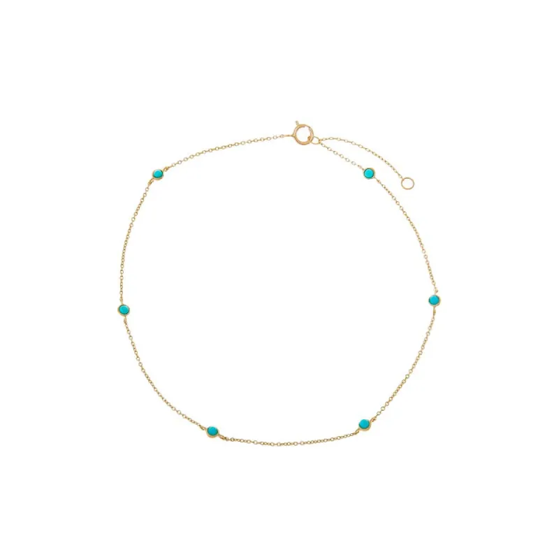 Turquoise By The Yard Bezel Anklet 14K sold by Adina Eden's