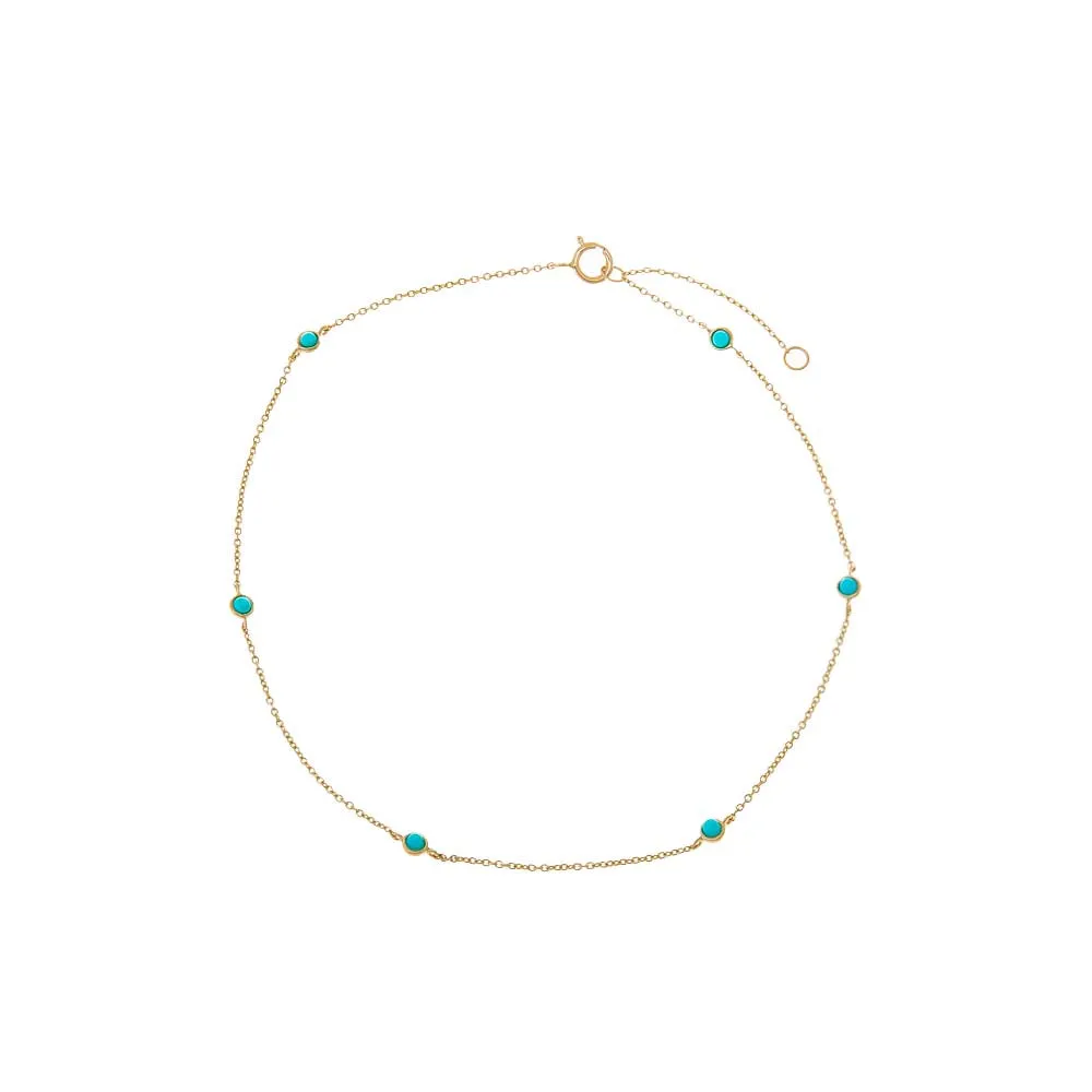 Turquoise By The Yard Bezel Anklet 14K sold by Adina Eden's