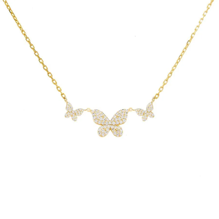 Pavé Triple Butterfly Necklace sold by Adina Eden's